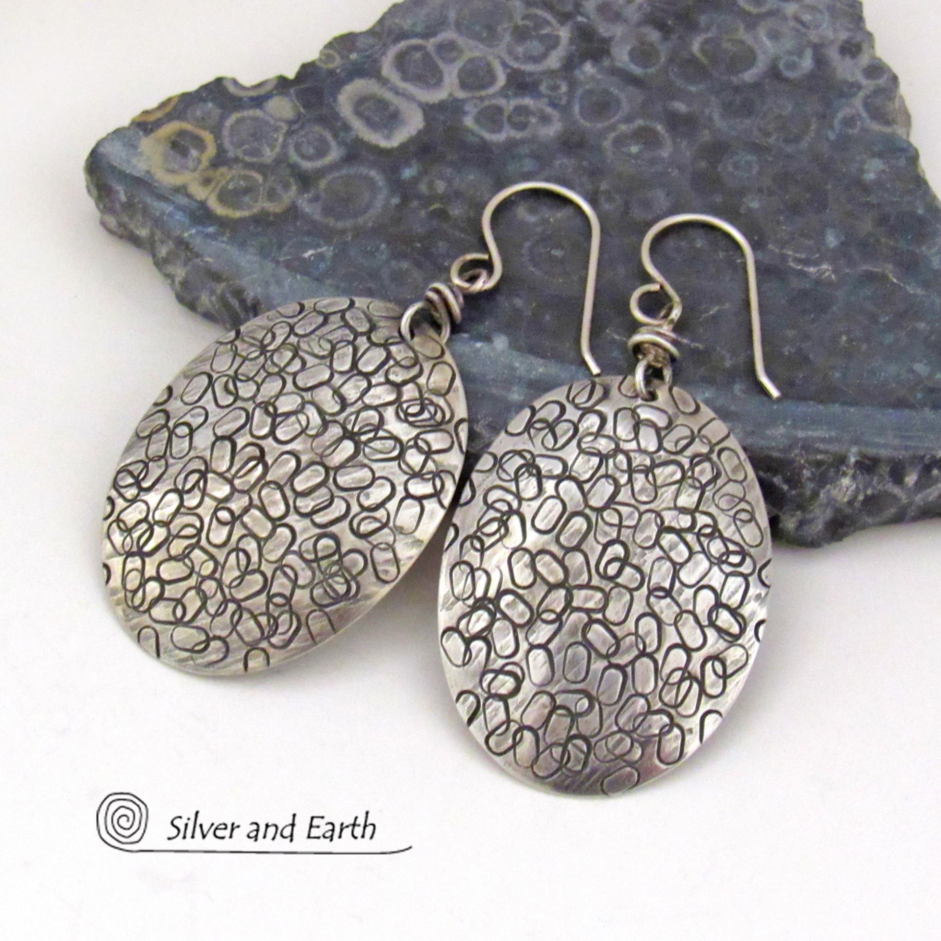 Sterling high quality Silver Handstamped Earrings